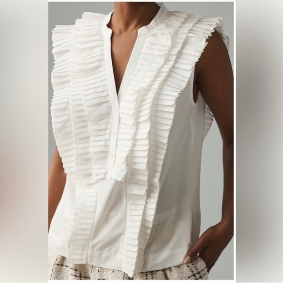 Maeve sleeveless ruffled blouse size L - Picture 2 of 15